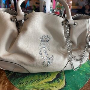 Juicy Couture Cream Shoulder Bag with Silver Chain